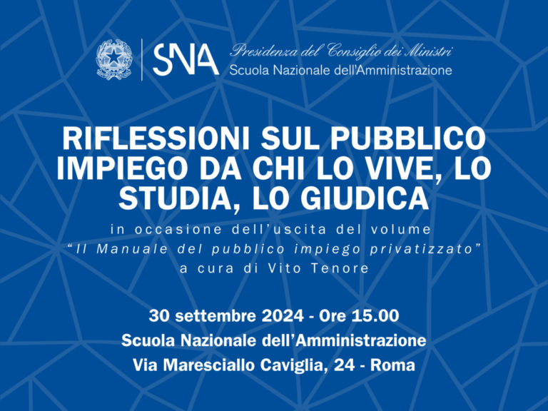 30 settembre – Convegno “Riflessioni sul pubblico impiego da chi lo vive, lo studia, lo giudica”
