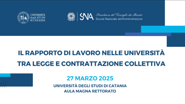 “Il rapporto di lavoro nelle Università tra legge e contrattazione collettiva” – convegno 27 marzo presso l’Università di Catania