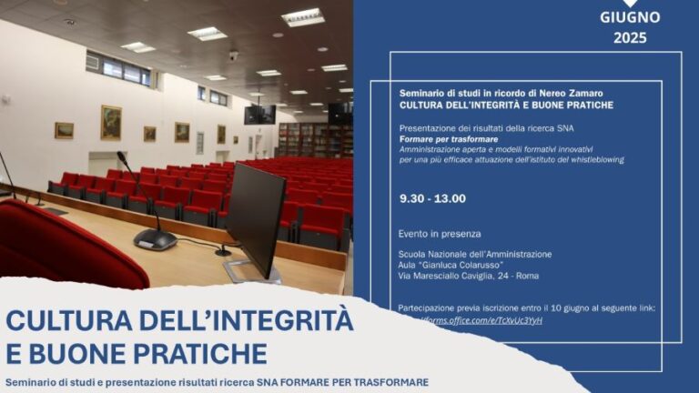 11 giugno 2025 Seminario di studi in ricordo di Nereo Zamaro – Cultura dell’integrità e buone pratiche